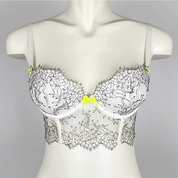 Victoria's Secret Very Sexy  Demi Buste Cream Black Lace Push Up 32D - Picture 2 of 16